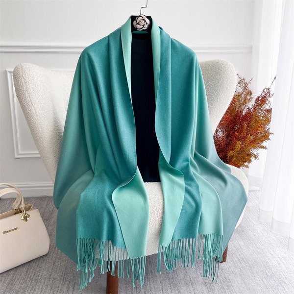 Luksusowy Gradientowy Kaszmirowy ŻAkardowy Szal Pashmina Damski Otulacz CiepłE Zimowe Szaliki WzóR Nadruk Damski Foulard Poncho Szale Szalik 70X190Cm Black-image