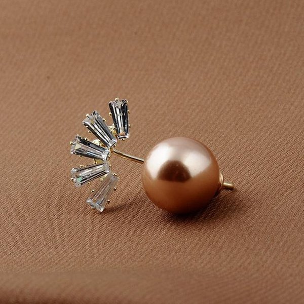 Moda Para Mujer Broche De Pavo Real Broches Para SuéTer Abrigo Pines De Perla Circonita Insignia Pin De Solapa Accesorios De JoyeríA Broches Para Mujeres Champagne-image