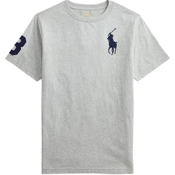 Camiseta De Manga Corta Y Cuello Redondo Con Logo Bordado Polo Ralph Lauren NiñOs Tops Gris Claro 323832907-040 XL Gray-image