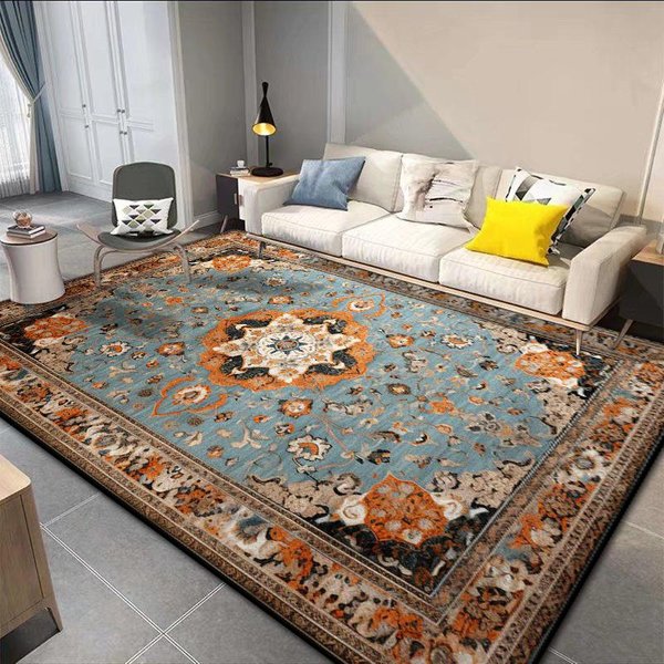 Alfombras Persas Retro De Gran Superficie Para Sala De Estar DecoracióN Hogar Dormitorio SalóN Alfombra Mullida De Terciopelo Corto 200X300 Mesita De Noche Alfombrilla Antideslizante 60*90Cm-image