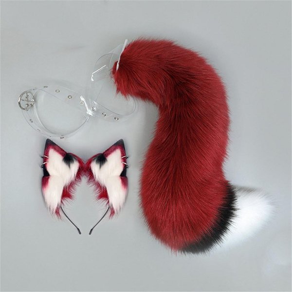Conjunto De Orejas Y Cola De Zorro Lobo Perro Peludo Peluche Accesorios De Disfraz De Halloween Cosplay ConvencióN De Anime Juego De Rol Para Festival 1 Set-image