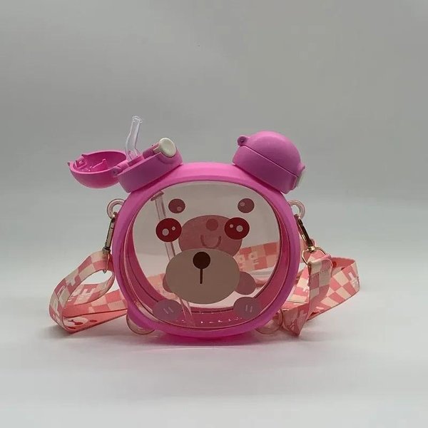 750ML Uroczy NiedźWiedź Czajniczek Kubek Ze SłOmką Letni Tritan Butelka Ze SłOmką Plastikowy Kubek Do Picia SłOmką Kawaii DziecięCy Kubek Na Wodę Zaprojektowany Do Sch Praktyczne Zastosowanie 750Ml Gray-image