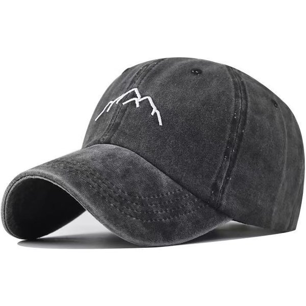 Gorra De AlgodóN Lavada Unisex Con Bordado De MontañA, Gorra De BéIsbol Vintage Para Hombres Y Mujeres, Gorra Deportiva Informal Ajustable Para Exteriores 56Cm-60Cm Rojo-image