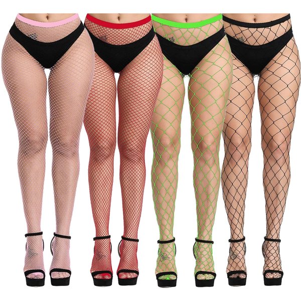 4 Pares De Medias De Rejilla Talla Grande Medias Negras sexy De Rejilla Medias De Malla Cruzada Medias Altas Hasta El Muslo One Size Beige-image