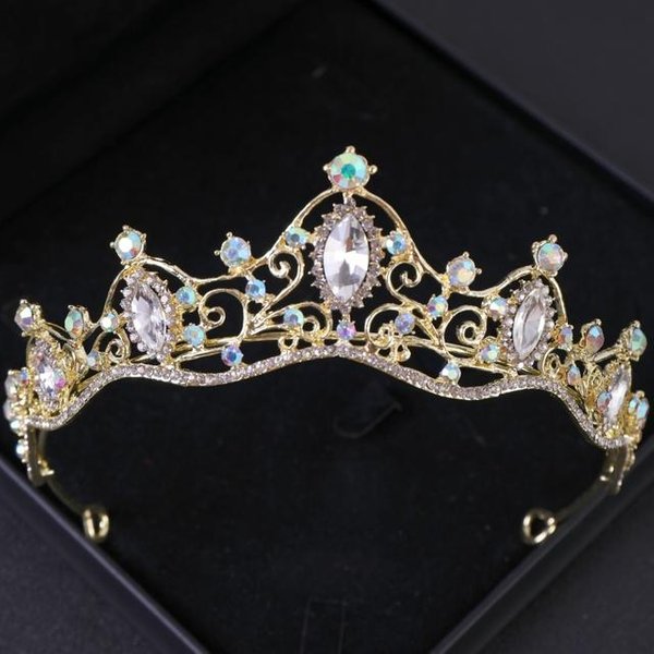 Tiaras Y Coronas De Cristal AB Dorado Corona De Diadema De PedreríA Para GraduacióN De Mujeres Accesorios Para El Cabello De Novia Boda JoyeríA Corona Tiara Gray-image