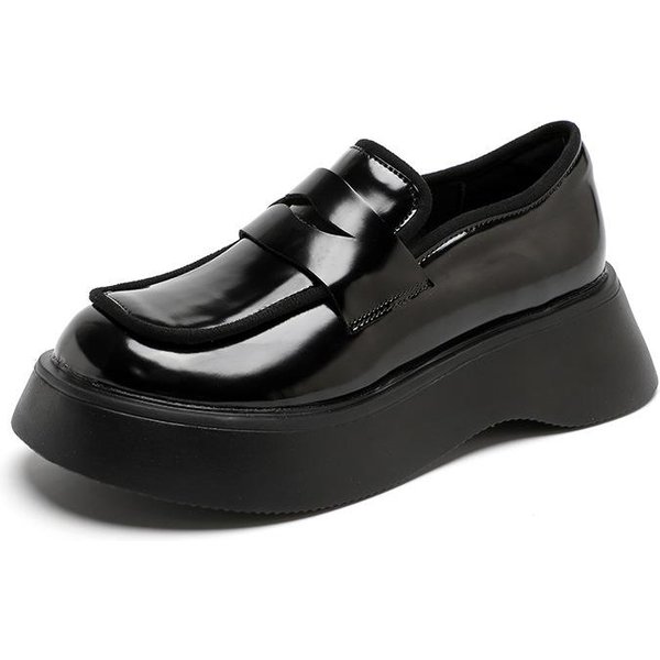 Nuevo DiseñO Nicho Zapatos PequeñOs De Cuero Estilo Universitario Fondo Muffin Estilo JaponéS Un Pedal Aumentado Cabeza Grande Zapatos Individuales Mujer 40-image
