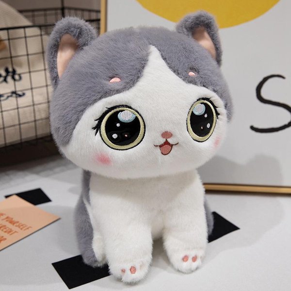 Lindo Gatito MuñEca NiñOs NiñA Regalo De CumpleañOs MuñEca Gatito Peluche MuñEca Miau 25Cm Gray-image