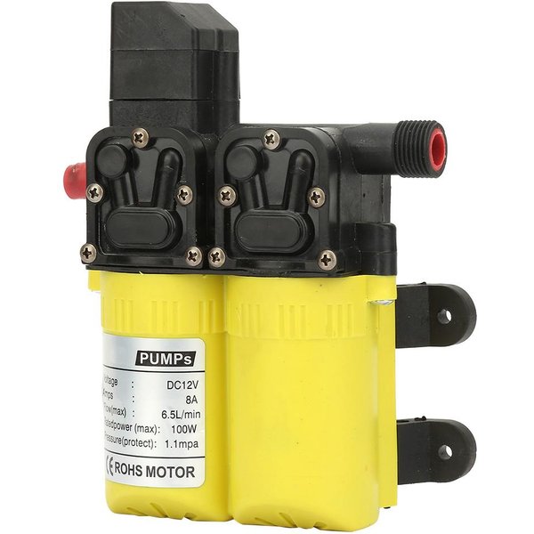 Bomba De Agua EléCtrica De Doble SuccióN Autocebante De Diafragma 12V 100W(Amarillo)-image
