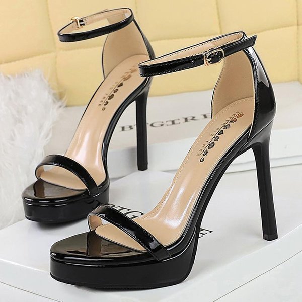 11Cm Wysokie Luksusowe Damskie SandałY Na Obcasie Modne Eleganckie CzółEnka Peep Toe Dla Kobiet Buty ŚLubne Imprezowe Szpilki Tacones 36 Beige-image