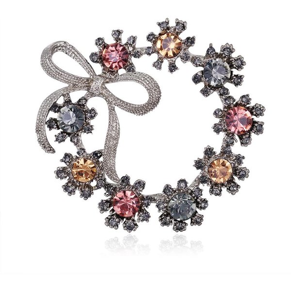 Corsage De Guirnalda Mori Retro AleacióN Diamante De ImitacióN Temperamento Lazo Broche Pin Simple Para SeñOras-image