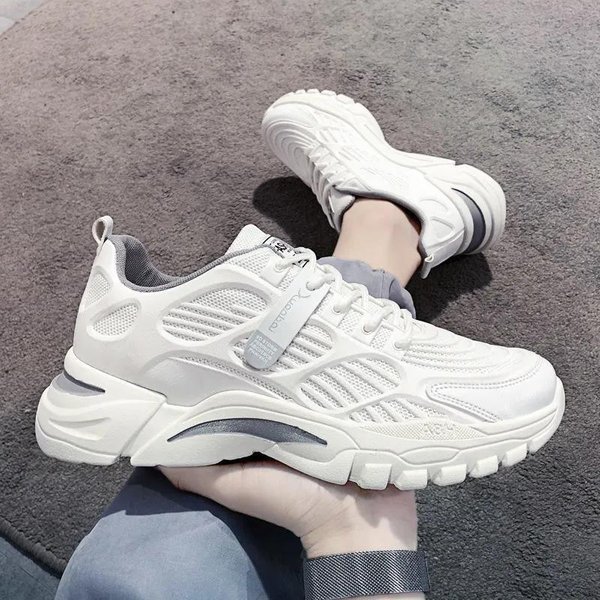 Zapatos De Hombre De OtoñO Malla Transpirable Superficie Zapatos De Hombre Plataforma Zapatos De Papá Tejido Volador Suela Blanda Zapatos Casuales Zapatilla De Hombre 44-image