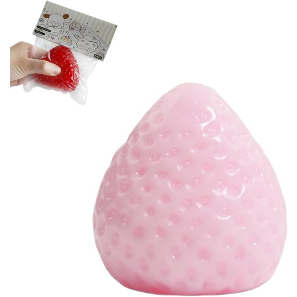 DużA Truskawka Squishy Zabawka Do ŚCiskania MięKki Lateksowy Owoc Fidget Zabawka Dla Dzieci I DorosłYch Ulgę W Stresie RóżOwy-image