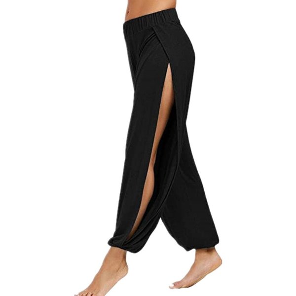 Nuevos Pantalones De Moda Para Mujer, Pantalones De Yoga, Pantalones Harem Para Mujer, Pantalones De CháNdal De Playa Hippie Con Abertura Lateral XXL White-image