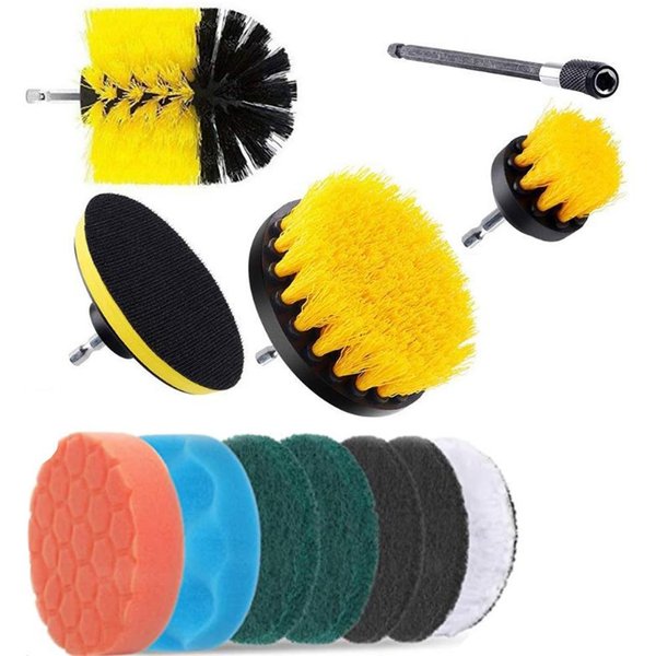 12 Unids/Set Cepillo De Taladro EléCtrico Kit De Almohadillas De Limpieza Limpiador EléCtrico Kit De Limpieza Cepillo De Limpieza Fregado 12Pcs-image