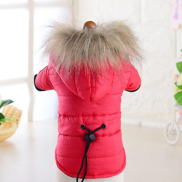 PłAszcz Dla Psa Kurtka Dla MałEgo Psa Wiatroszczelna CiepłA Pikowana Bluza Z Kapturem Kombinezon Zimowy Stylowe Ubranka Dla Psa Kota Szczeniaka Chihuahua Yorkie (Red,M)-image