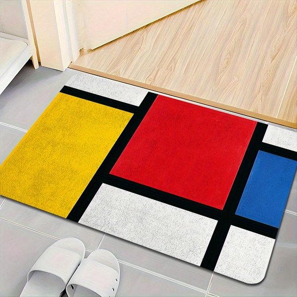 Mondrian Czerwony, żółTy, Niebieski WzóR Geometryczny ChłOnny Dywanik łAzienkowy AntypośLizgowa Mata PodłOgowa Dekoracja Domu 50X80CM(1.6X2.6FT-image