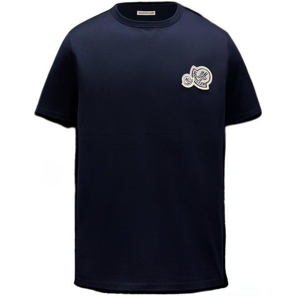 Camiseta Informal De Manga Corta Con Etiqueta De Logo Moncler SS23 Para Hombre Camiseta Azul I10918C000588390Y773 M Black-image
