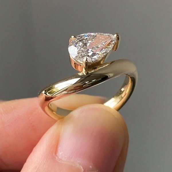 Anillo GeoméTrico De Zirconia Con Forma De LáGrima Brillante Para Mujer, DiseñO De Moda Y Minimalista, JoyeríA Regalos Diarios Para Fiestas 9 Gray-image
