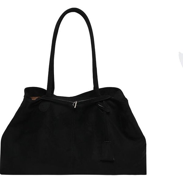 Damska Torba Tote Z Zamszu Jednokolorowa Torba Na Ramię DużA Pojemność Torebka Modny Listonoszka Do Pracy PodróżY 51Cm 11Cm 30Cm Czarny-image