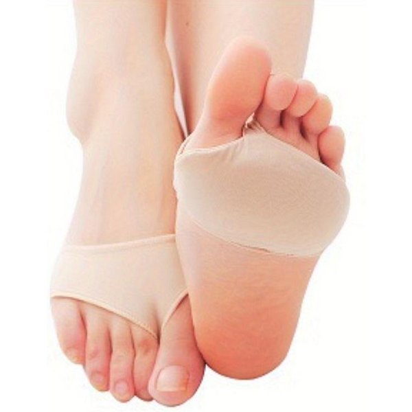 1 Par De Almohadillas De Silicona Para El Antepié Con Tela Exterior, Plantillas Invisibles Engrosadas De Media Talla, Almohadillas Antideslizantes Para El Antepié Anti-Desgaste, Calcetines De Media Planta White-image