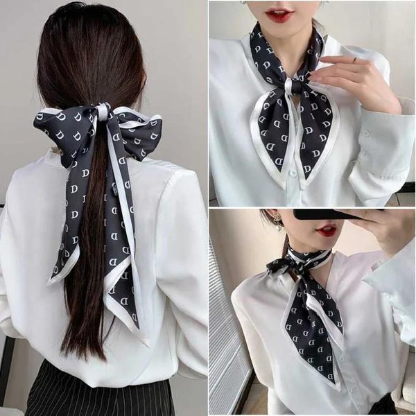 PañUelo Largo Para El Cuello Cintas Finas Para El Pelo Bufanda Moda Para Mujer Diademas PañUelos Para El Cuello Diadema Estampada PañUelos Para Bolsos Lindos Mujer 13X150Cm 13X150Cm White-image