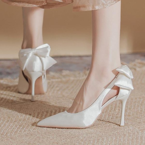 Luksusowa Kokardka Damskie Buty Na Wysokim Obcasie Buty Markowe Szpilki Seksowne Designerskie CzółEnka Nowa Modna Sukienka śLubna Szpiczasty Nosek Buty Damskie 35-image