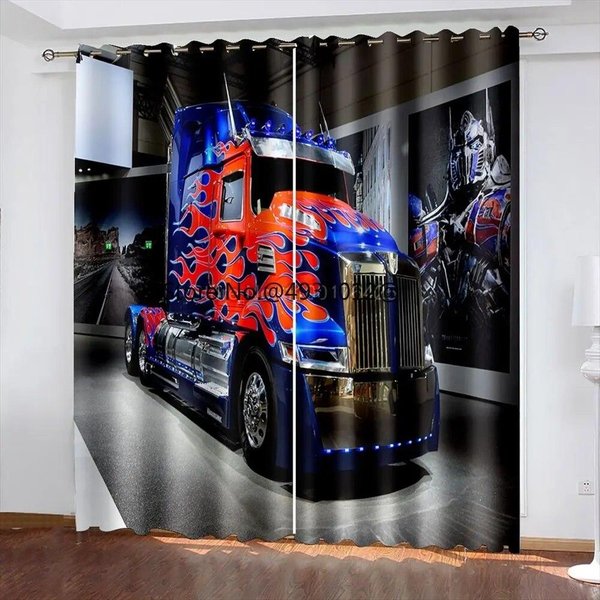 3D CiężAróWka Drukowane ZasłOny ZaciemniająCe Nadruk Samochodowy ZasłOna Okienna Do Salonu ZasłOny Do Sypialni WystróJ 183X214Cm Niestandardowe W75Xh166(Cm)X2Pcs-Grommet Top-image