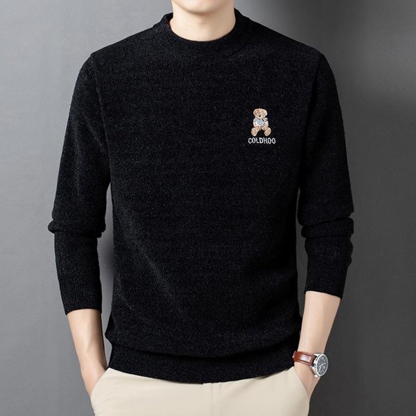 SuéTer De Chenilla Grueso De Invierno Con Cuello Redondo Para Hombre, Bordado Plus De Terciopelo, SuéTer De Punto Casual CáLido Para Hombre A La Moda 4XL-image