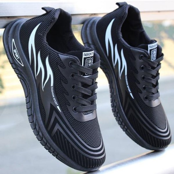 Wiosenne I Jesienne SkóRzane Trampki MęSkie Obuwie Codzienne Studenckie Buty Do Biegania Modne Buty MęSkie 42 Black-image