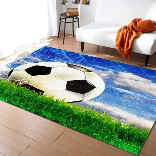 Dywan PiłKarski Dywanik Sportowy Do Pokoju DziecięCego ChłOpcóW ŁAzienki Salonu WejśCiowy Dekor PiłKa NożNa WewnęTrzna Mata PodłOgowa 60X90Cm-image
