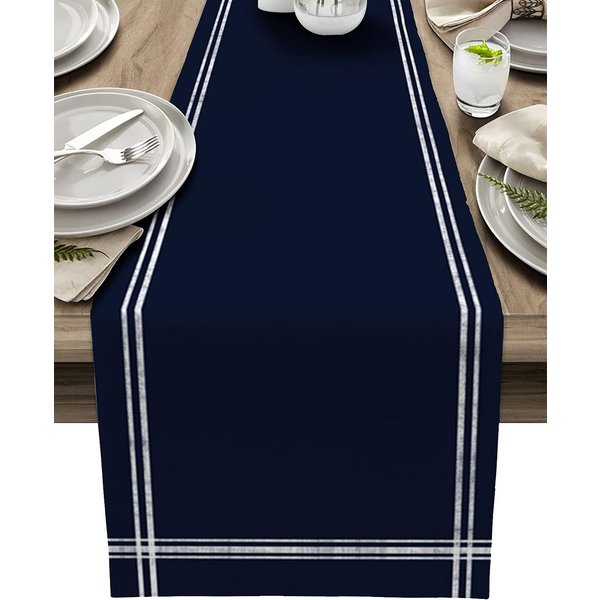 Czerwony Pasek Len Obrus Na Stół Dekoracje Domowe Czerwona Chusta Na Komodę Dekoracja StołU Zmywalny Kuchenny Obrus Na Stół Jadalny Dekoracja Imprezowa 150X33Cm-image