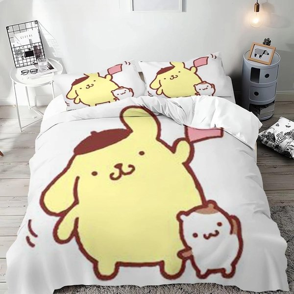 Funda NóRdica Pompompurin Funda De Almohada Funda De Colcha Bordado Ropa De Cama, Cama Individual Cama Doble TamañO Extra King Size Cama Completa Juego De Ropa De Cama 70X133Cm-2Pcs-image