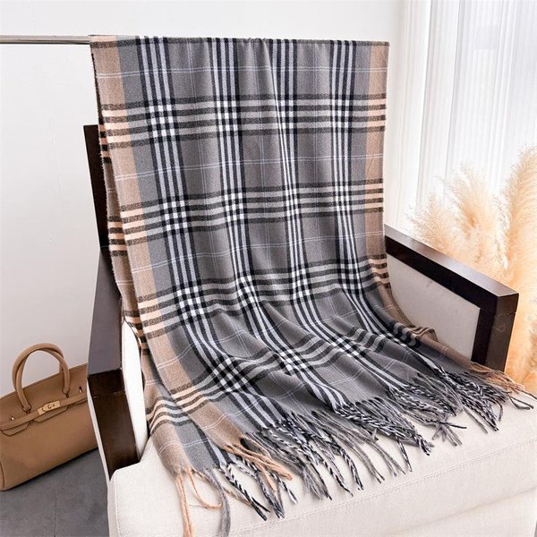 Bufanda De Cachemir De Moda CáLida De Invierno Para Mujer Estilo Coreano Tejida Doble Cara Chalinas PañUelos Bufanda Chal Echarpe Gray-image