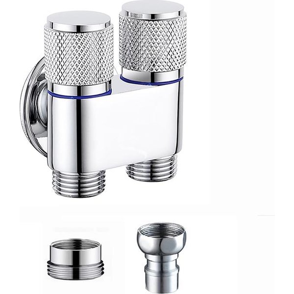 G1/2 Mini Wielofunkcyjny Kran MosiężNy Jeden Na Dwa WyjśCia PodwóJna Kontrola Pralka Dotknij TróJdrożNy TróJkąT Toaletowy Style4-image