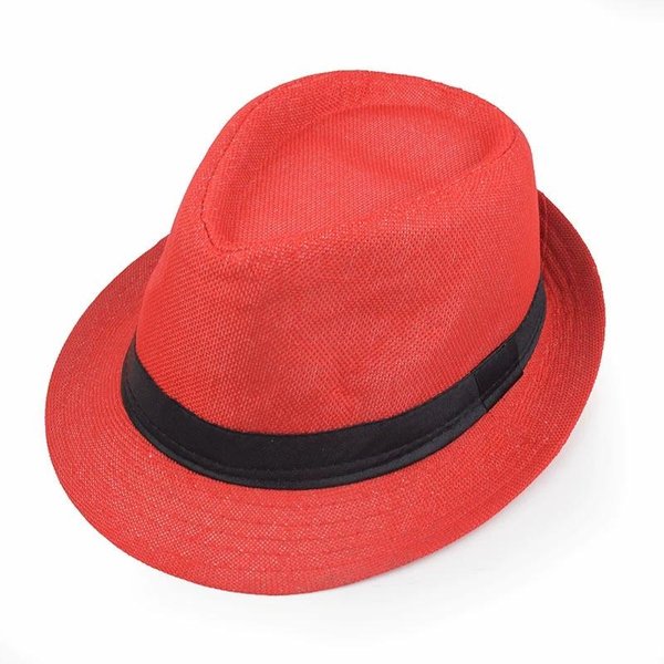 Nuevo Sombrero Fedora De Lino De Verano Sombrero Jazz Estilo BritáNico Sombrero De Paja Unisex Sombrero De Sol Para La Playa ProteccióN Solar Sombrero De Sol Estilo Coreano Red-image