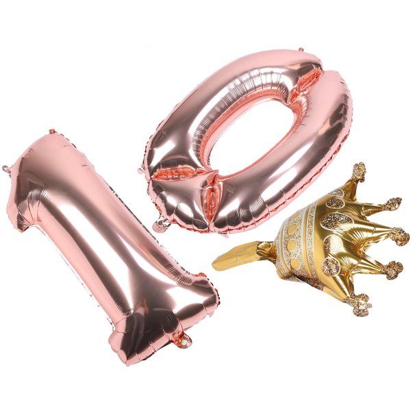 Globos De Papel De Aluminio Color Oro Rosa NúMeros Coronas Pegatinas Para DecoracióN De Fiesta De CumpleañOs-image