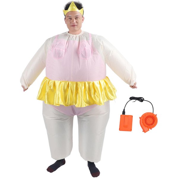 Nadmuchiwany Kostium Zabawny Poliester Z Dmuchawą Nadmuchiwany StróJ Baletowy Na Imprezę Cosplay Halloween RóżOwy-image