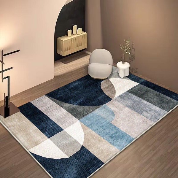 Alfombra GeoméTrica Abstracta NóRdica Para Sala De Estar DecoracióN De Felpa Hogar Moderna Antideslizante Alfombra De Piso Lavable Dormitorio Vestidor 160*200Cm-image