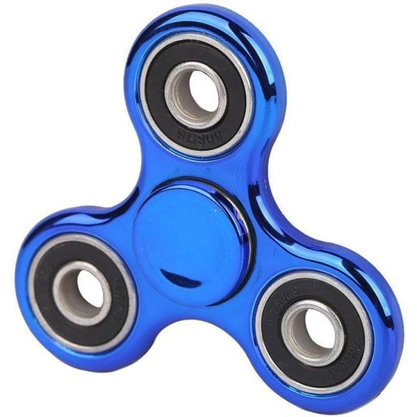 Wysokiej JakośCi Metalowy EDC Fidget Spinner TróJramienny Do ŁAgodzenia LęKu, Autyzmu, Adhd, Stresu Dla DorosłYch I Dzieci Niebieski-image