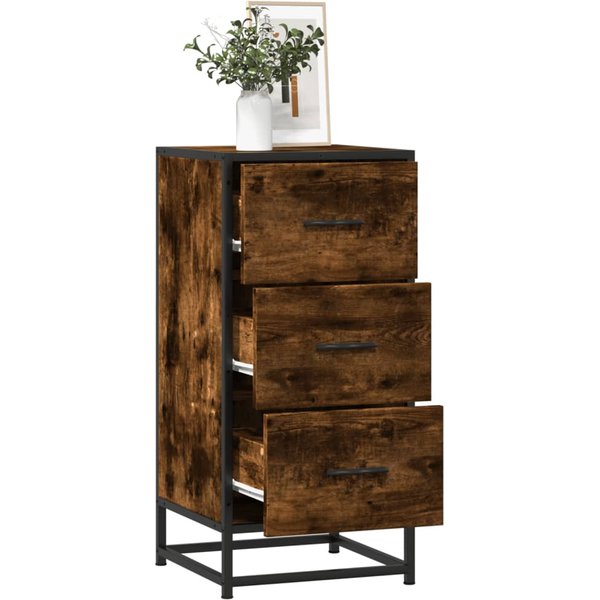 Vidaxl Armario, Roble Ahumado, 35,5X35X76 Cm, Material Derivado De La Madera-image