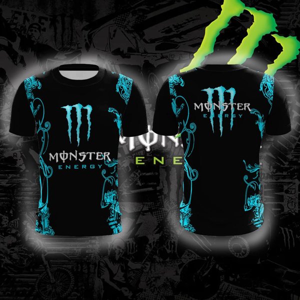 Camiseta Deportiva De Manga Corta Para Hombre Monster Energy PatróN Tengman Fresca Moderna CóModa Transpirable Secado RáPido Vitalidad Urbana Cuello Redondo 3XL-image