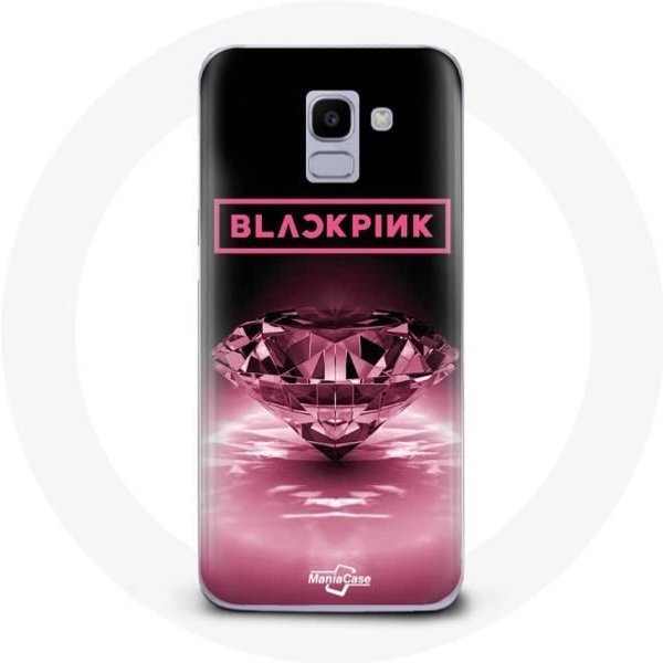 Funda - Maniacase - Samsung Galaxy A8 2018 - Negro - Flexible - DiseñO Blackpink Kpop Logo Rosa Negro-image