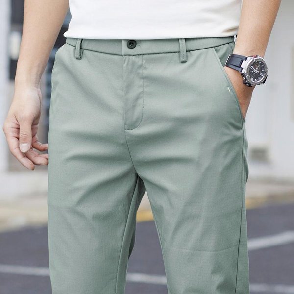 Letnie, Cienkie, LuźNe, Proste Nogawki Trend Stretch Slim MęSkie Spodnie Lekkie I Wszechstronne MęSkie Spodnie 31 Gray-image