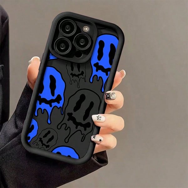 MięKkie Etui Na 17Promax/17Air 15, 14, 13, 12, 11 Pro Max W Kolorze Niebiesko-BiałYm Z Czarnym Etui. Iphone 16 Pro Max-image