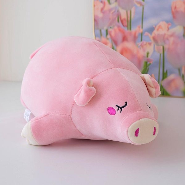 35/45 Cm Cerdo Squishy De Peluche Acostado Cerdo Juguete De Peluche Ojos Rellenos Abiertos Cerrados Animal De Dibujos Animados MuñEca CompañEro De SueñO Regalo 45Cm Gray-image