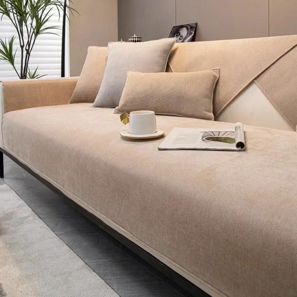 Funda De Sofá De Chenilla De Lujo Para Sala De Estar Antideslizante Color SóLido CojíN De Sofá Estera Estilo Simple Toalla De Sofá Almohadilla Decorativa Para Sofá De Casa 1Pc 45X45 Pillowcase Gray-image