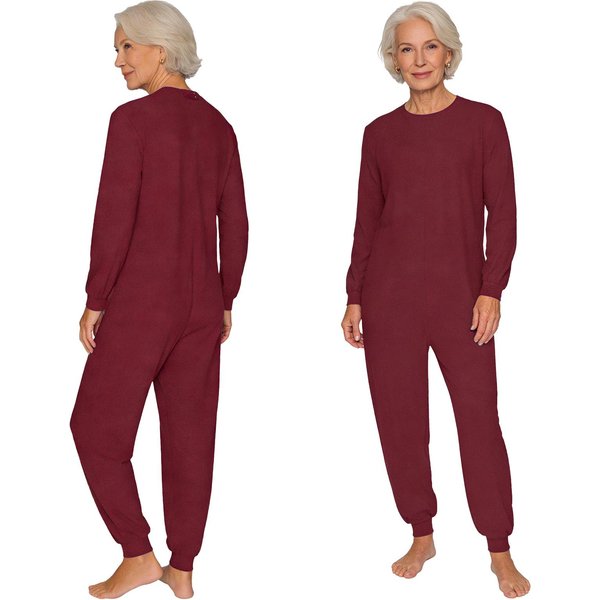 Mono Adaptativo Unisex M-3XL Para Cuidado De Personas Mayores: Mono Con Cremallera Trasera Antideslizante, Manga Larga Y Pantalones Para Necesidades Especiales M Brown-image
