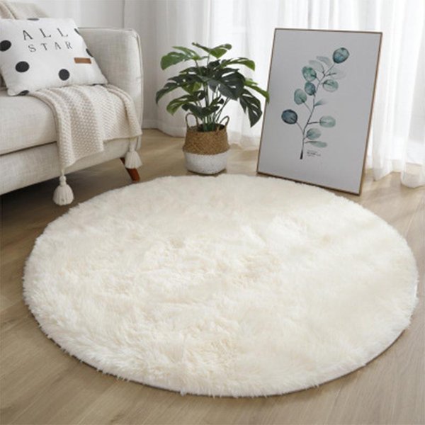 Alfombra Redonda De Felpa SúPer Suave, Alfombra Blanca Esponjosa Para Sala De Estar, DecoracióN Del Hogar, Dormitorio, HabitacióN Infantil, SalóN, Alfombra De Pelo Grueso 80X80Cm Blanco-image