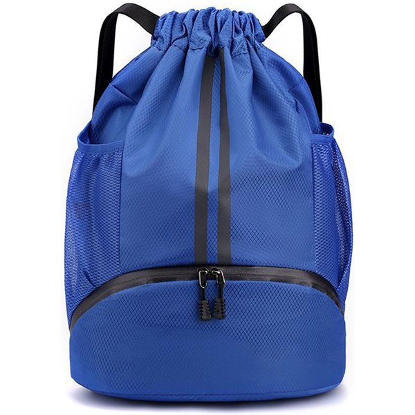 Mochila Deportiva Con CordóN Y Compartimento Para Zapatos, Bolsillo Impermeable Para Mujeres Y Hombres, Gran Capacidad, Para NatacióN, Gimnasio Azul Marino-image