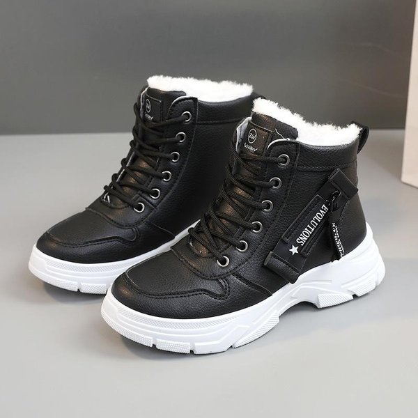 Zimowe Buty Damskie Sznurowane Damskie Trampki śNiegowe Botki Wodoodporne CiepłE Platformy Botas Obuwie Damskie 36 Czarny-image